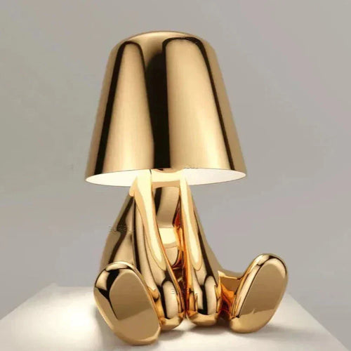 Skanto | Golden Man LED Tenke Bordlampe – Leken Nattbordlampe for Soverom & Dekor