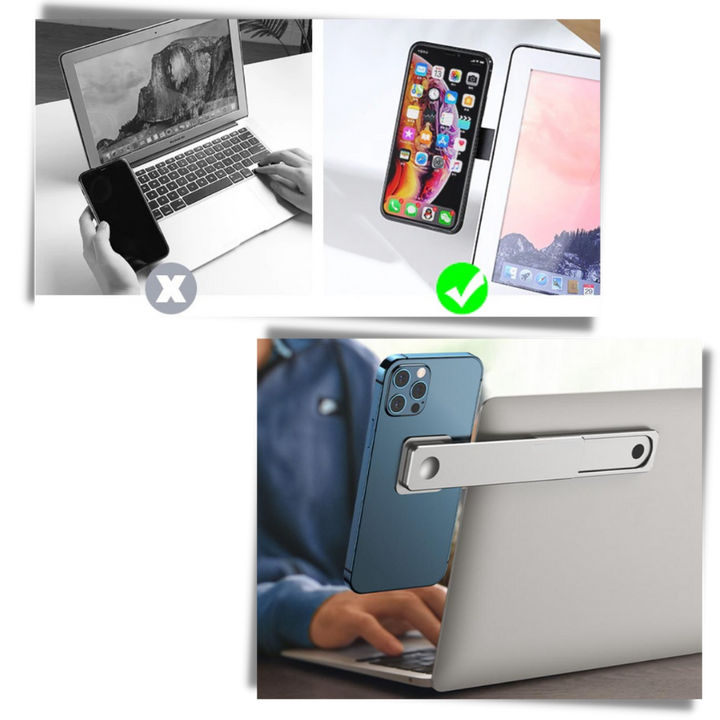 Justerbar allsidig telefonholder for laptop