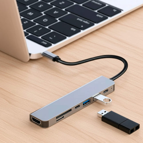 Skanto | USB-C Til USB Adapter Hub & Multiport Adapter - MacBook Pro & Air Kompatibel - HDMI, USB, SD Kortleser & Mer