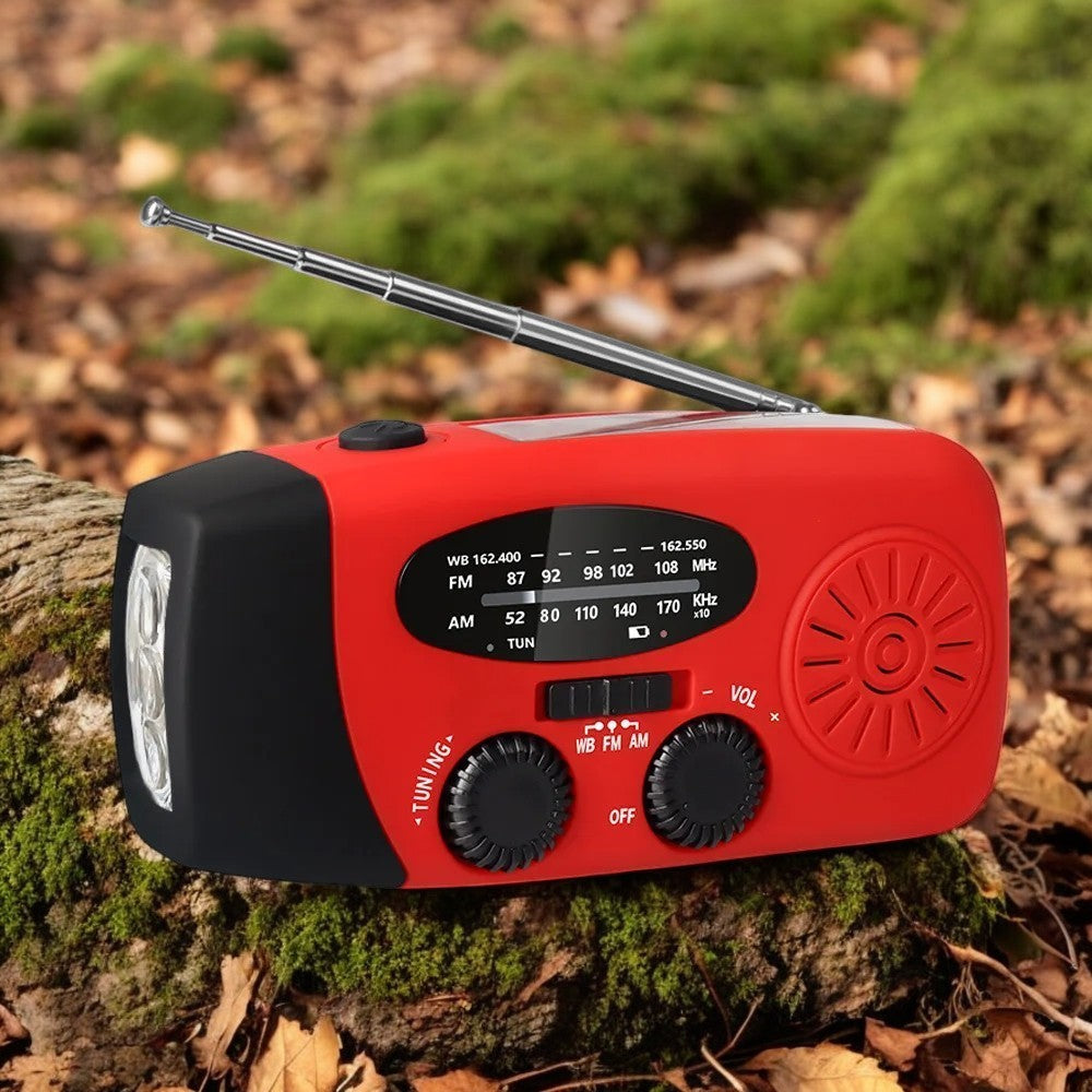 Kjøp Multifunksjonal Nødradio – Lading med LED-lommelykt og håndgenerator for mobiltelefoner – Beste Nødradio | Skanto