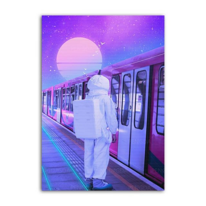 Astronout Synthwave - Lerret Veggkunst Maleri | Skanto