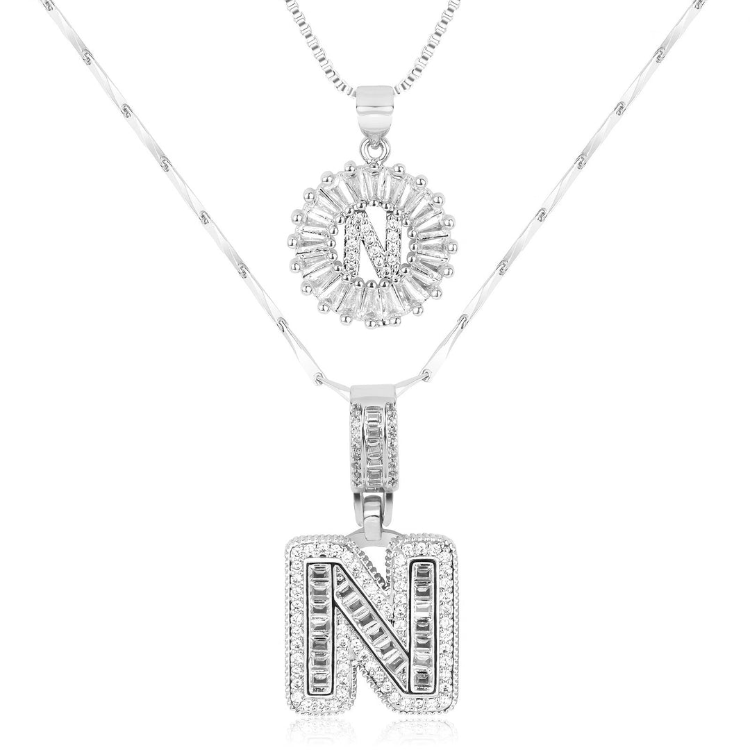 Skanto | 2pc 14k Diamant Bokstav Initial Halskjeder