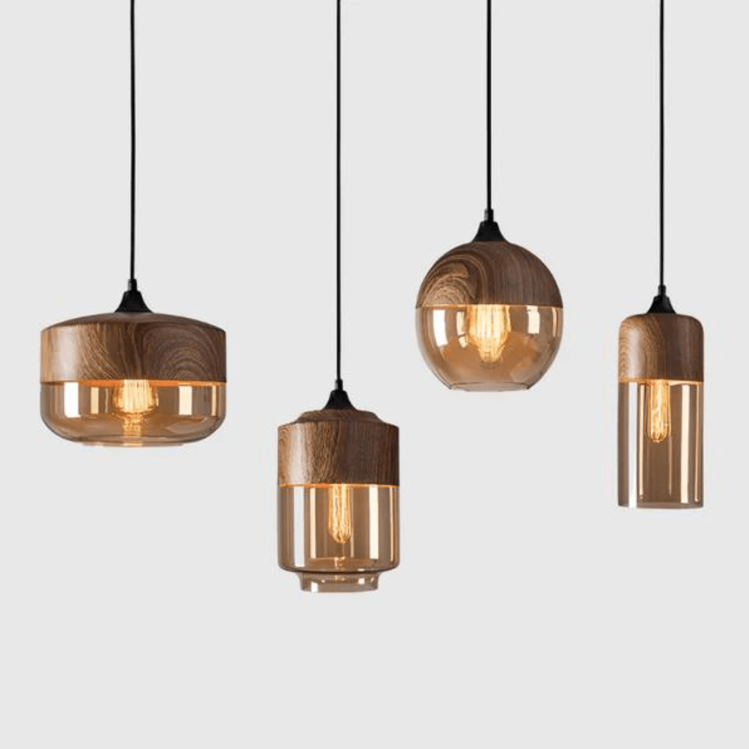 Minimalistiske Deckenleuchte aus Holz for moderne Interieurs