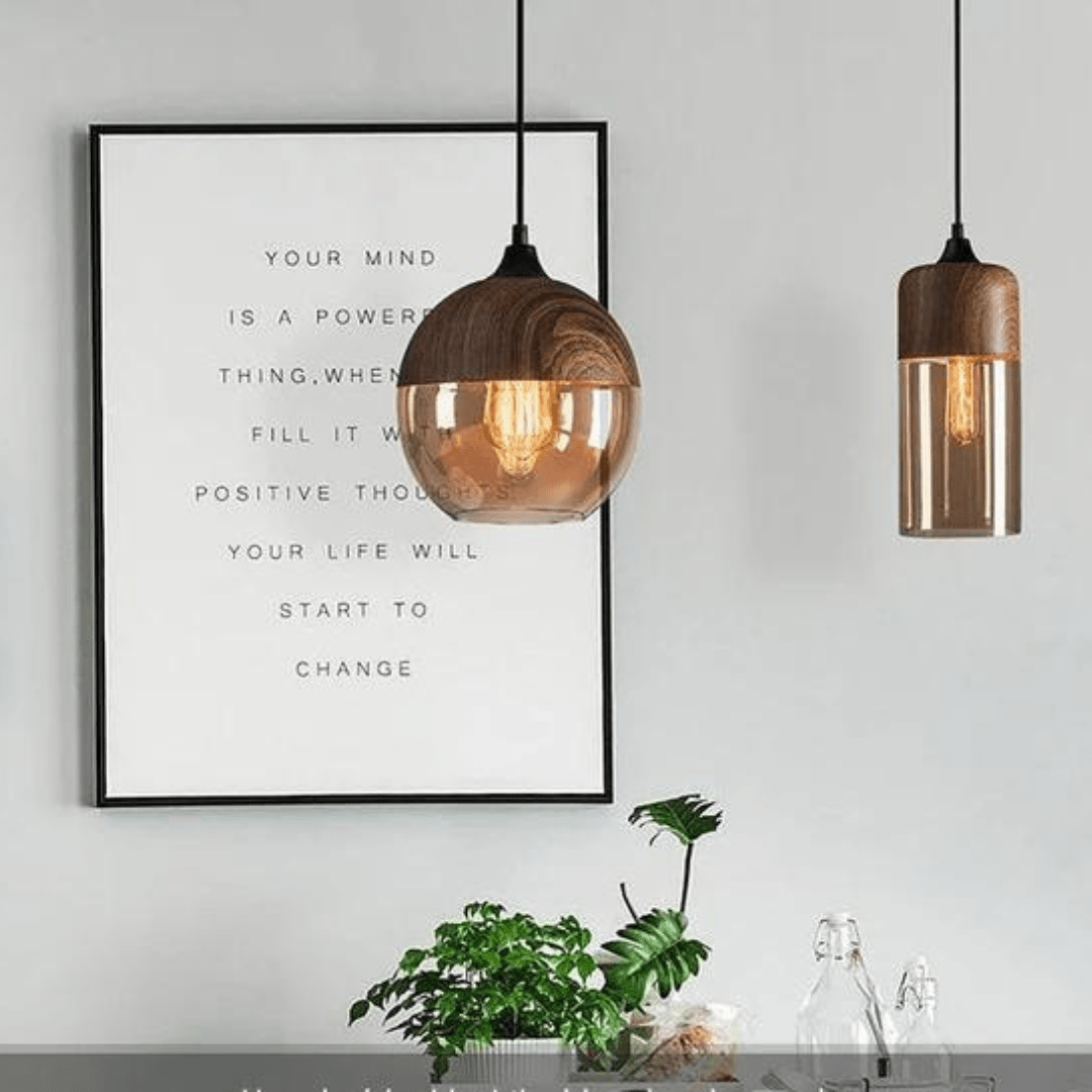Minimalistiske Deckenleuchte aus Holz for moderne Interieurs