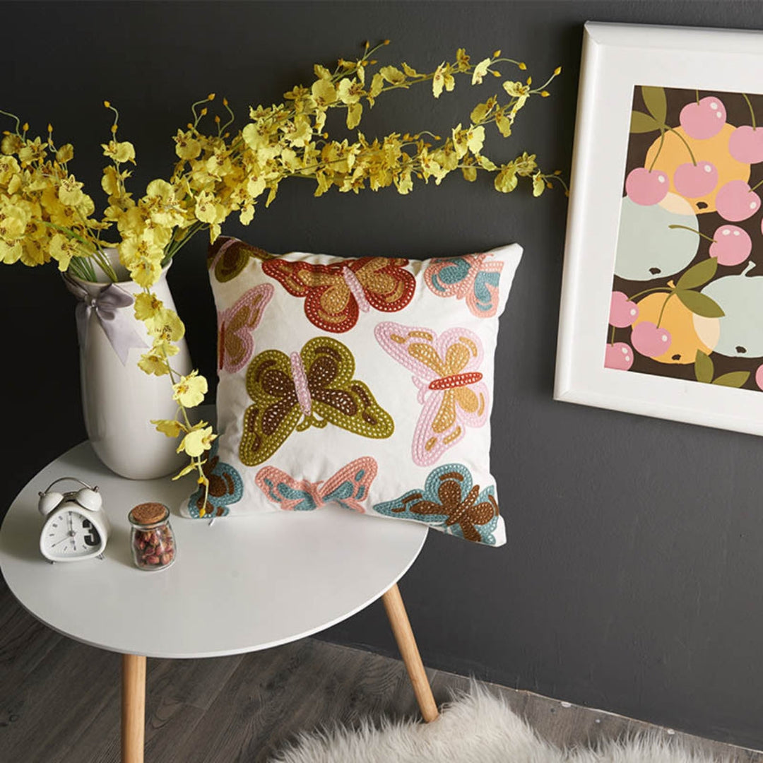 Skanto | Fleur Klassisk Broderi Fyrkantet Sofa Putetrekk