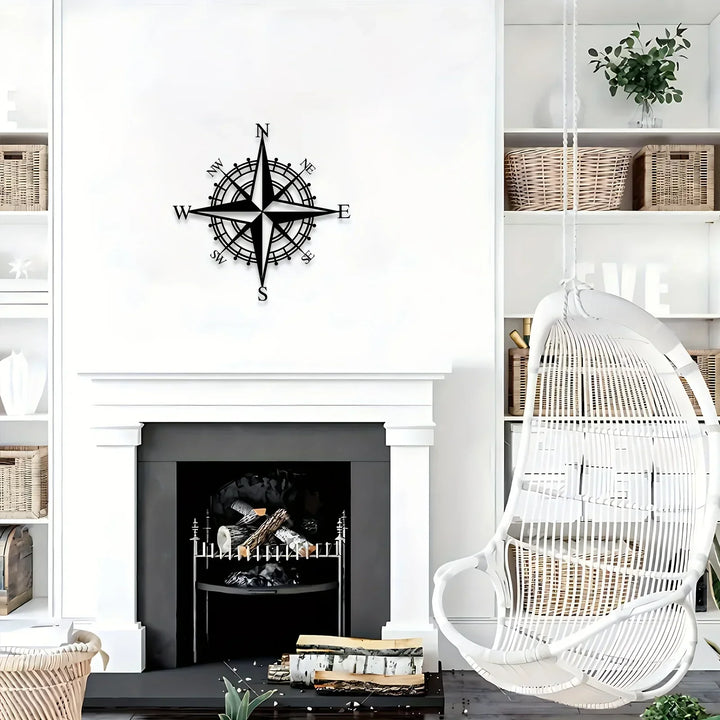 Nautical Compass Rose Iron Art Wall Art 3D Metal Sculpture Wall Decor for Living Room Dining Room Creative Modern Nordic Home Office Decor | Skanto