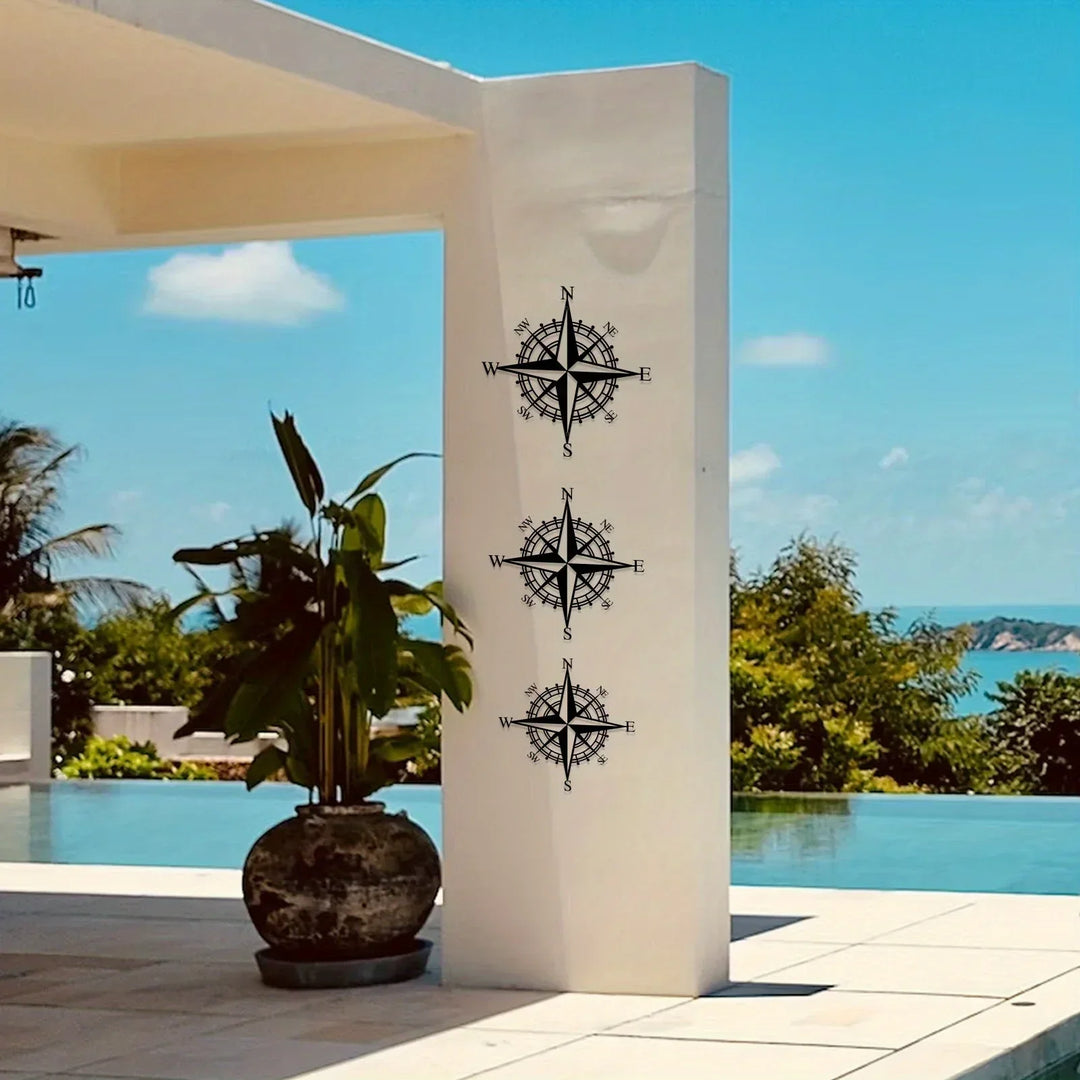 Nautisk Kompassrose Jern Kunst Veggkunst 3D Metall Skulptur Veggdekorasjon For Stue Spisestue Kreativ Moderne Nordisk Hjem Kontor Dekor | Skanto