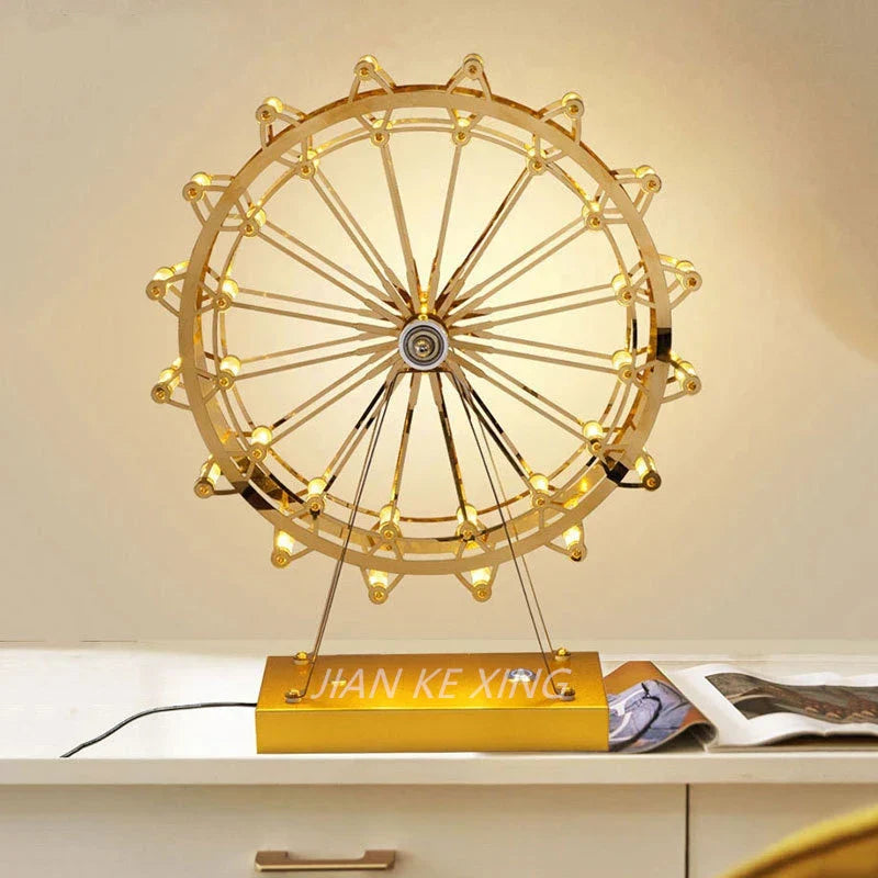 LED Ferris Wheel Skrivebord Lampe, Dekorativ Belysning med Musikkfunksjon, Retro Skrivebord Lys for Hjem | Skanto