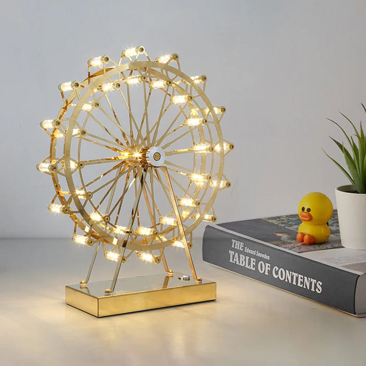 LED Ferris Wheel Skrivebord Lampe, Dekorativ Belysning med Musikkfunksjon, Retro Skrivebord Lys for Hjem | Skanto