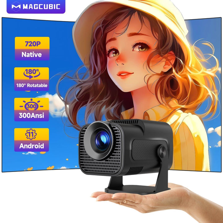 Skanto | CineBeam 4K Mini Projektor – Bærbar Hjemmekino med 180° Rotasjon