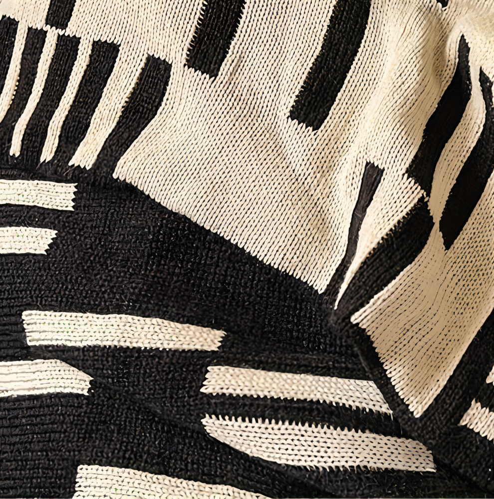 Skanto | CalmoWeave Teppe | Strikket Teppet Svart-Beige | Myk & Varmende | For Alle Årstider