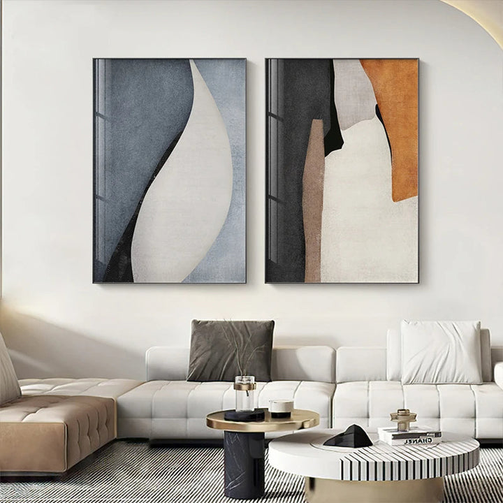 Nøytrale farger Fet fargeblokk Abstrakt veggkunst Fin kunst lerrettrykk Bilder for moderne stue soverom vestibyle kunstdekor | Skanto