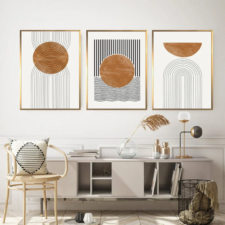 Nøytrale farger Geometrisk veggkunst Fin kunst Lerretstrykk Minimalsitisk bilder For Moderne stue Spisestue Soverom Kunst Dekor | Skanto