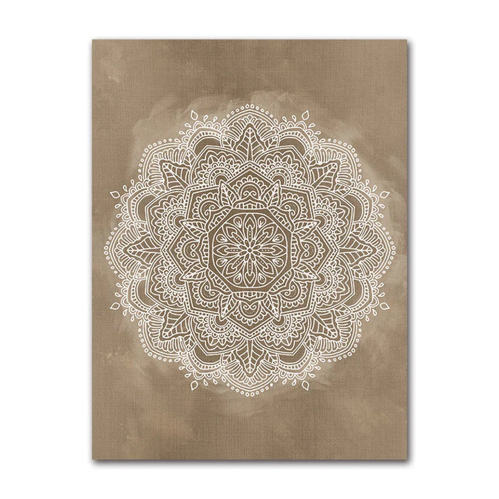 Nøytrale farger Rustikale Mandala Plakat Fine Art Lerretstrykk Veggkunst Bilder For Stue Soverom Kunst For Salong Spa Butikk Veggdekorasjon | Skanto