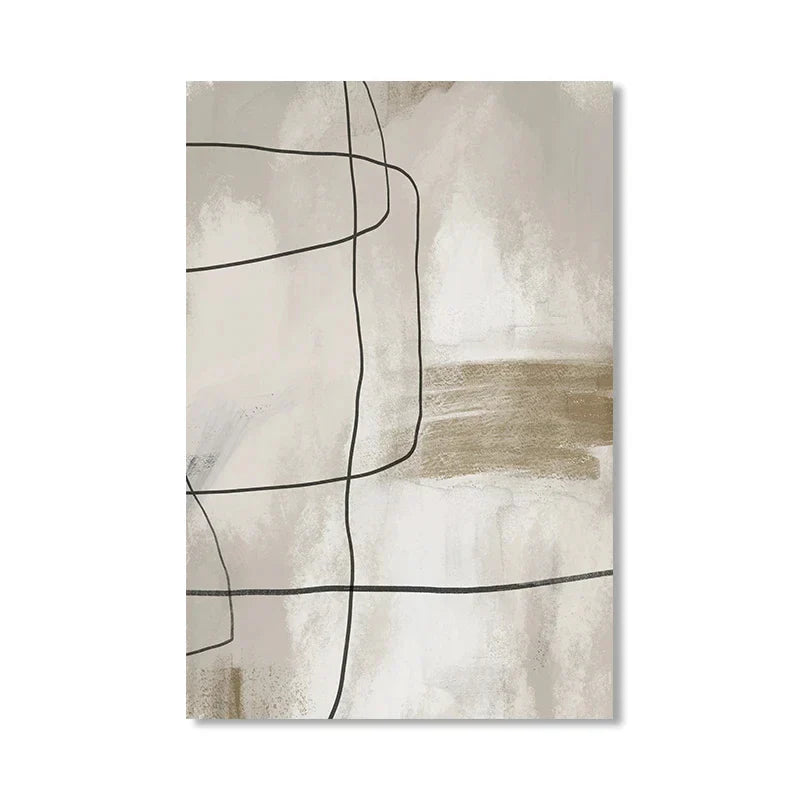 Beige Grå Sort Skandinavisk Abstrakt Veggkunst Fine Art Lerretstrykk Beige Grå Bilder For Minimalistisk Stuekunst For Samtidsinteriør | Skanto