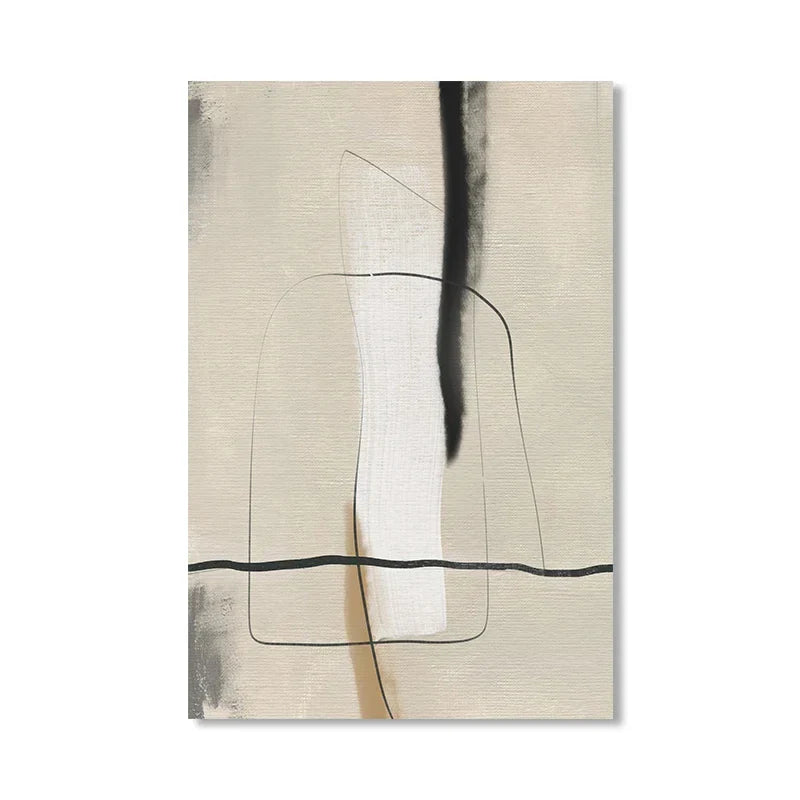 Beige Gray Black Scandinavian Abstract Wall Art Fine Art Canvas Prints Beige Gray Pictures for Minimalist Living Room Art for Modern Interiors | Skanto