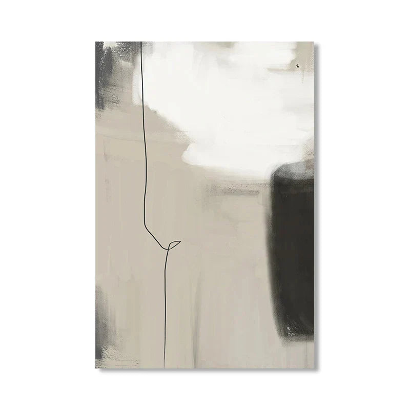 Beige Grå Sort Skandinavisk Abstrakt Veggkunst Fine Art Lerretstrykk Beige Grå Bilder For Minimalistisk Stuekunst For Samtidsinteriør | Skanto