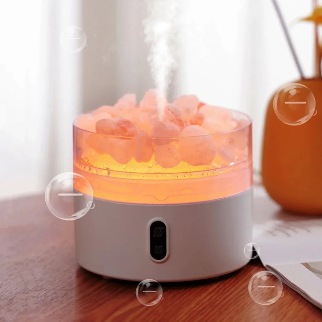 Skanto | Salt Lampe Diffuser - USB Ultrasonic Essensiell Olje Luftfukter med Himalaya Saltkrystaller & Nattlys