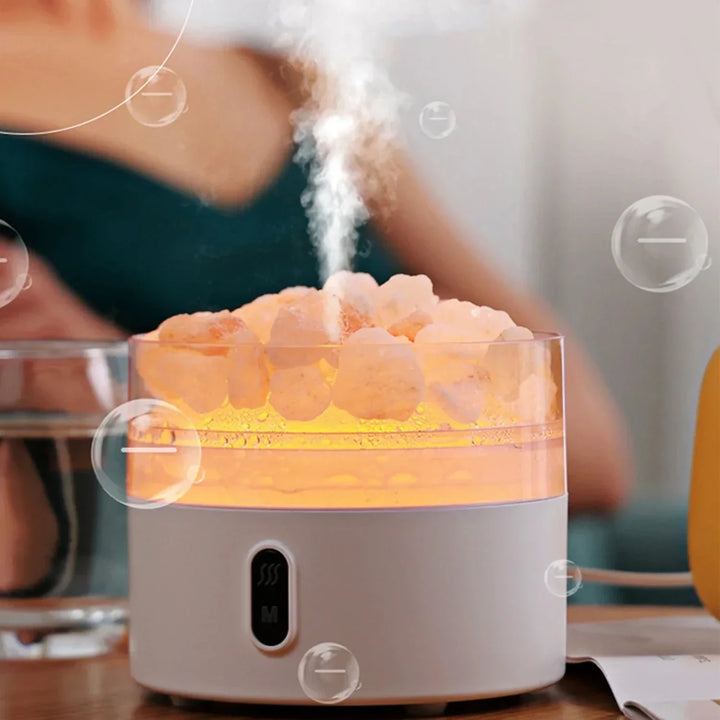 Skanto | Salt Lampe Diffuser - USB Ultrasonic Essensiell Olje Luftfukter med Himalaya Saltkrystaller & Nattlys