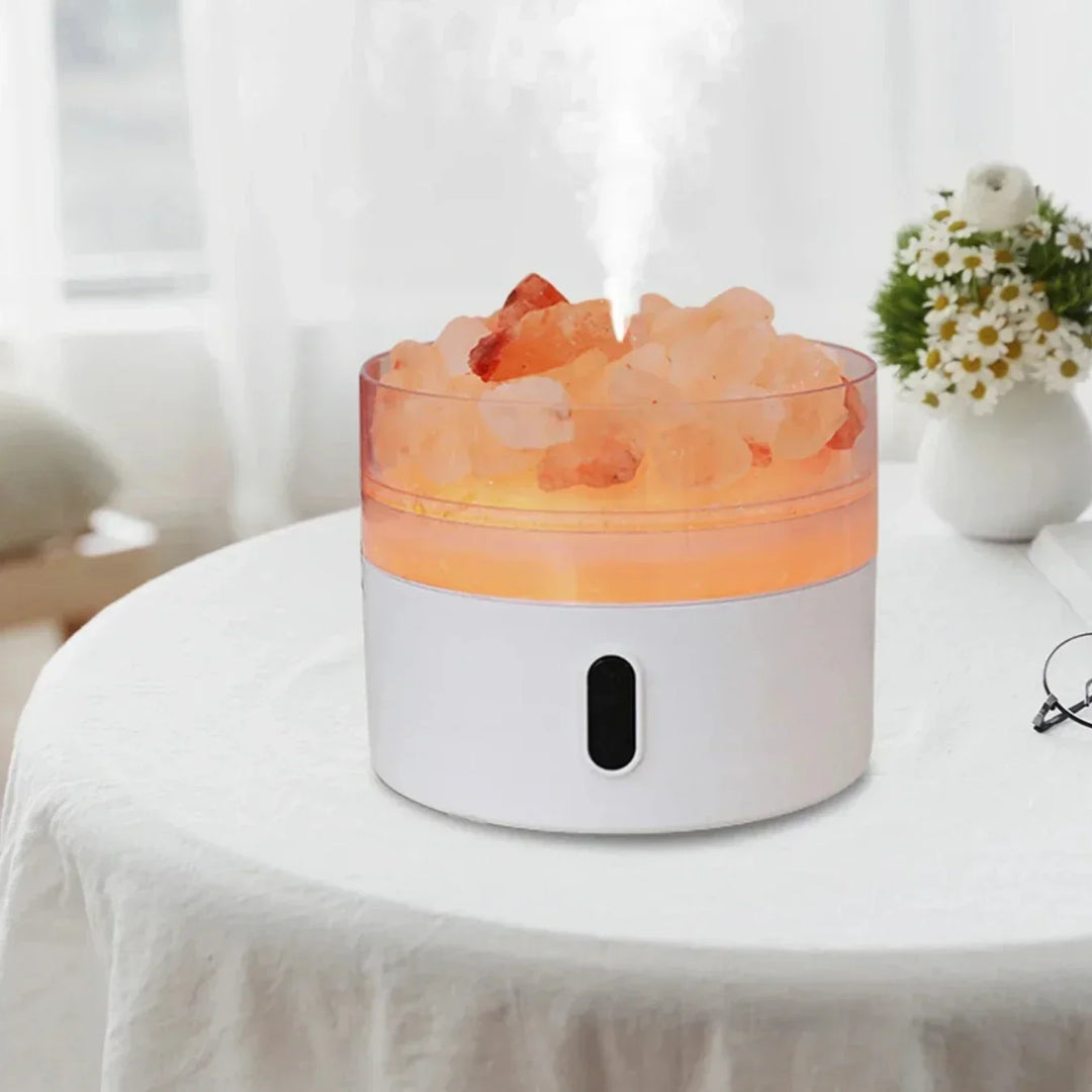 Skanto | Saltlampe Diffuser - USB Ultralyd Essensiell Olje Fuktiggjør med Himalaya Saltkrystaller & Nattlys