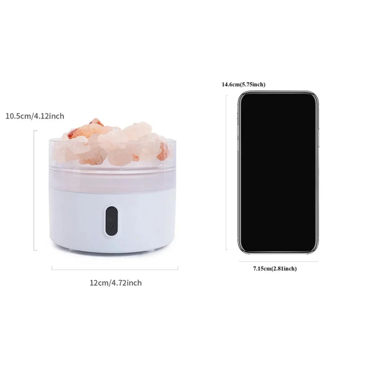 Skanto | Saltlampe Diffuser - USB Ultralyd Essensiell Olje Fuktiggjør med Himalaya Saltkrystaller & Nattlys