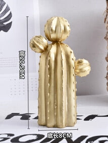 Skanto | Ny nordisk stil gylden eller hvit kaktus ornament hjemmeinnredning harpiks vakker kaktusfigur håndlaget simulasjonsplante for hjem og butikk