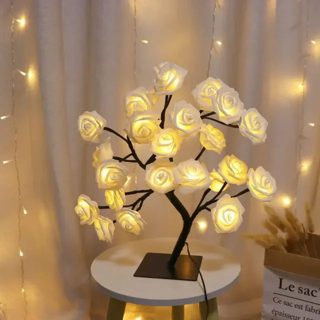 LED Tre Bordlampe – Romantisk Dekorativ Lys, Varmt Lys, Perfekt for Stue og Soverom | Skanto