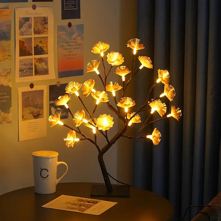 LED Tre Bordlampe – Romantisk Dekorativ Lys, Varmt Lys, Perfekt for Stue og Soverom | Skanto