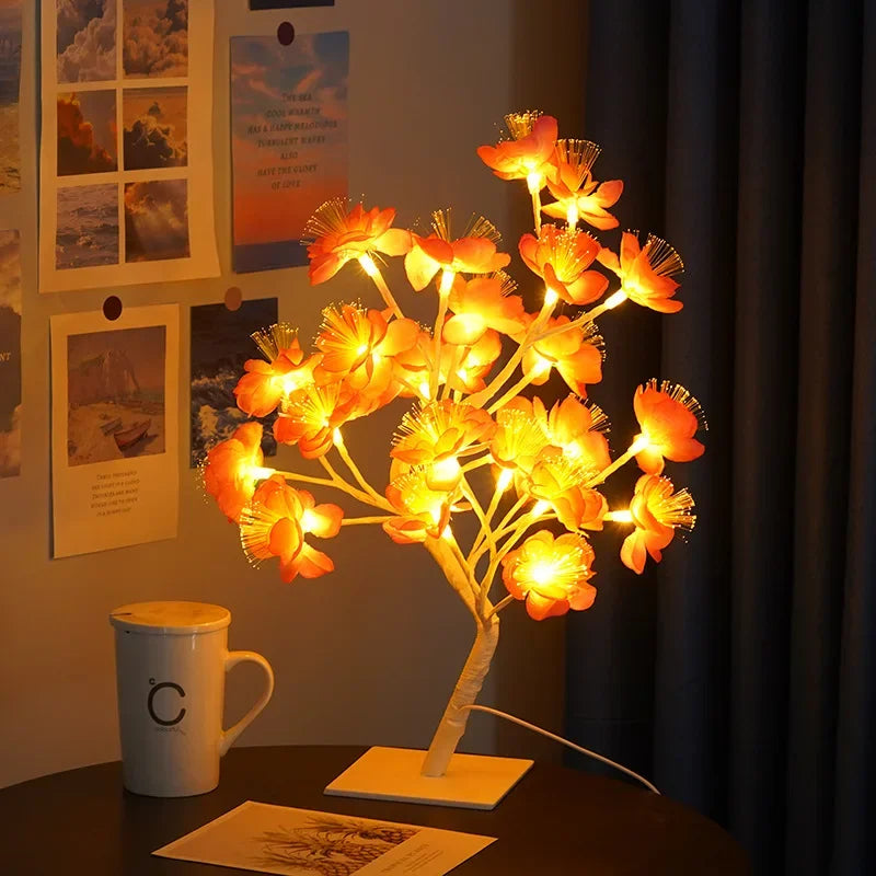 LED Tre Bordlampe – Romantisk Dekorativ Lys, Varmt Lys, Perfekt for Stue og Soverom | Skanto