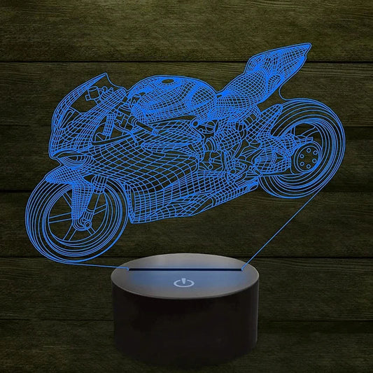 3D LED Motocross Nattlys – Belyst Dekor for Biker og Barnerom
