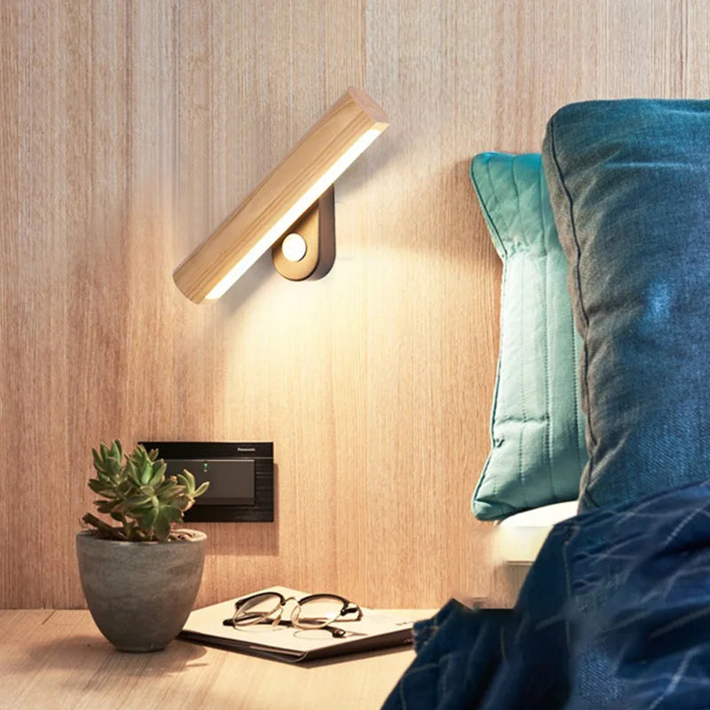 LED Vegglampe laget av tre – Moderne vegglampe for soverom | Skanto