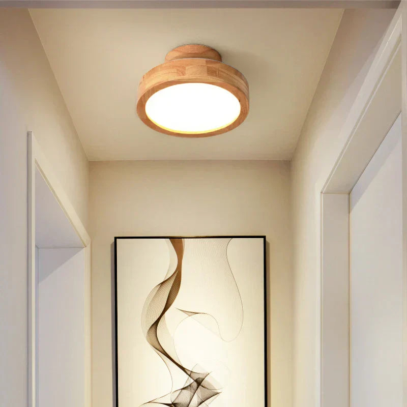 Round Wooden Scandinavian Ceiling Lamp - NordicLuxe | Skanto