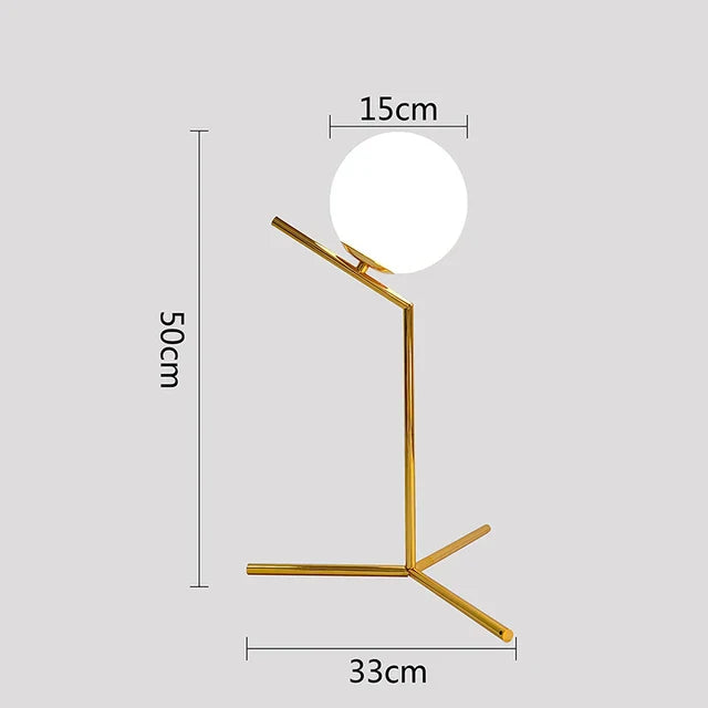 Nordic LED bordlampe med glasskule – Minimalistisk design for stue og soverom | Skanto