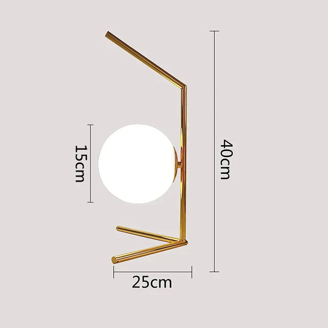 Nordic LED bordlampe med glasskule – Minimalistisk design for stue og soverom | Skanto