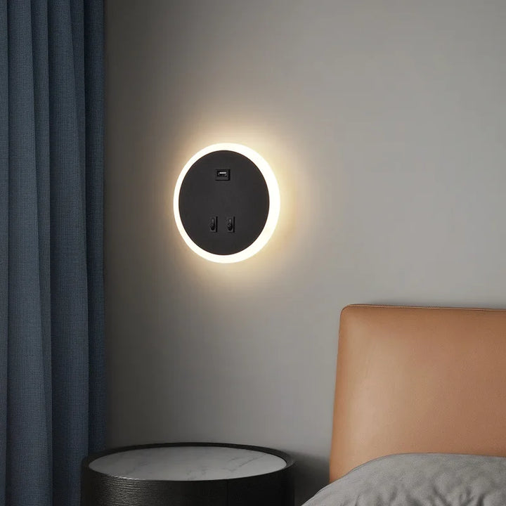 Moderne LED Vegglampe med USB-ladingsfunksjon – Dimbar, Ambient belysning for stue og soverom | Skanto