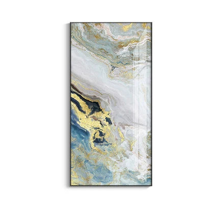 Nordic Aqua Blue Green Golden Fluid Marble Print Wall Art Fine Art Canvas Prints Pictures For Luxury Living Room Foyer Hotel Room Decor | Skanto
