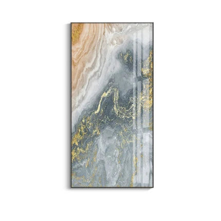 Nordic Aqua Blue Green Golden Fluid Marble Print Wall Art Fine Art Canvas Prints Pictures For Luxury Living Room Foyer Hotel Room Decor | Skanto