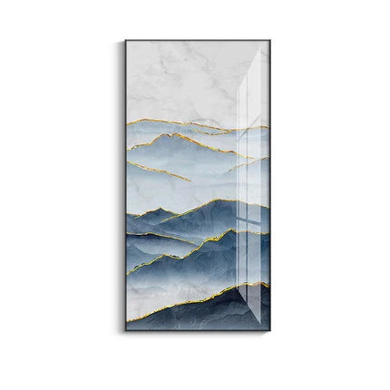 Nordic Aqua Blue Green Golden Fluid Marble Print Wall Art Fine Art Canvas Prints Pictures For Luxury Living Room Foyer Hotel Room Decor | Skanto