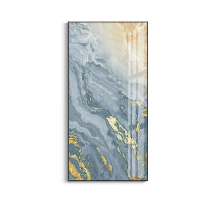 Nordic Aqua Blue Green Golden Fluid Marble Print Wall Art Fine Art Canvas Prints Pictures For Luxury Living Room Foyer Hotel Room Decor | Skanto