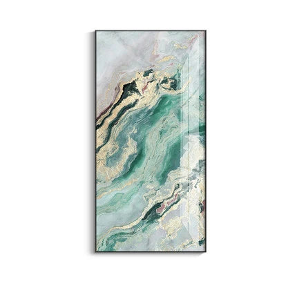 Nordic Aqua Blue Green Golden Fluid Marble Print Wall Art Fine Art Canvas Prints Pictures For Luxury Living Room Foyer Hotel Room Decor | Skanto