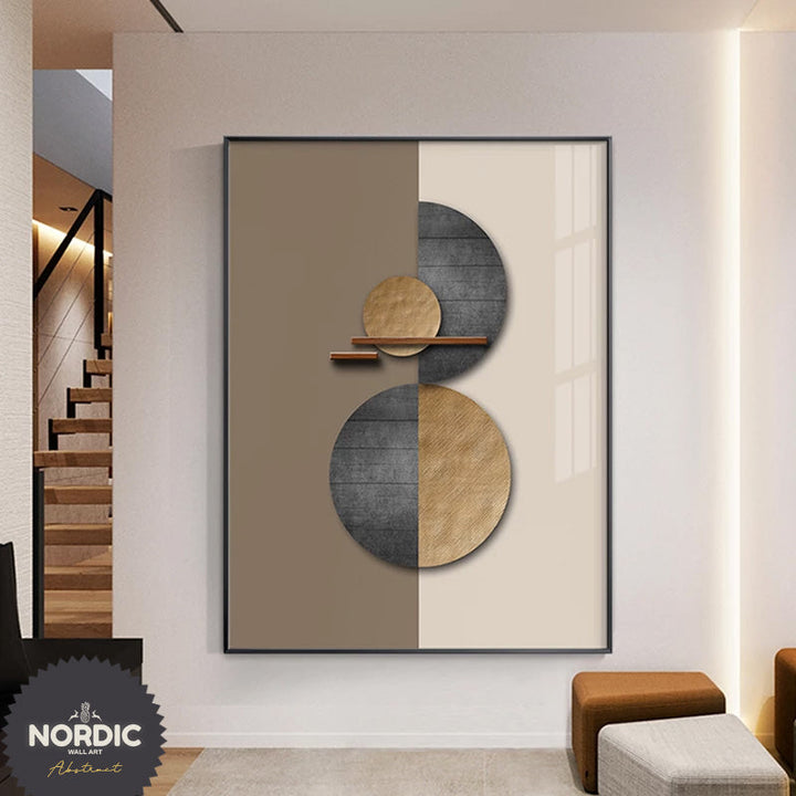 Nordic Abstract Spherical Geometric Wall Art Fine Art Canvas Prints Neutral Color Pictures For Luxury Living Room Bedroom Home Office Interior Decor | Skanto