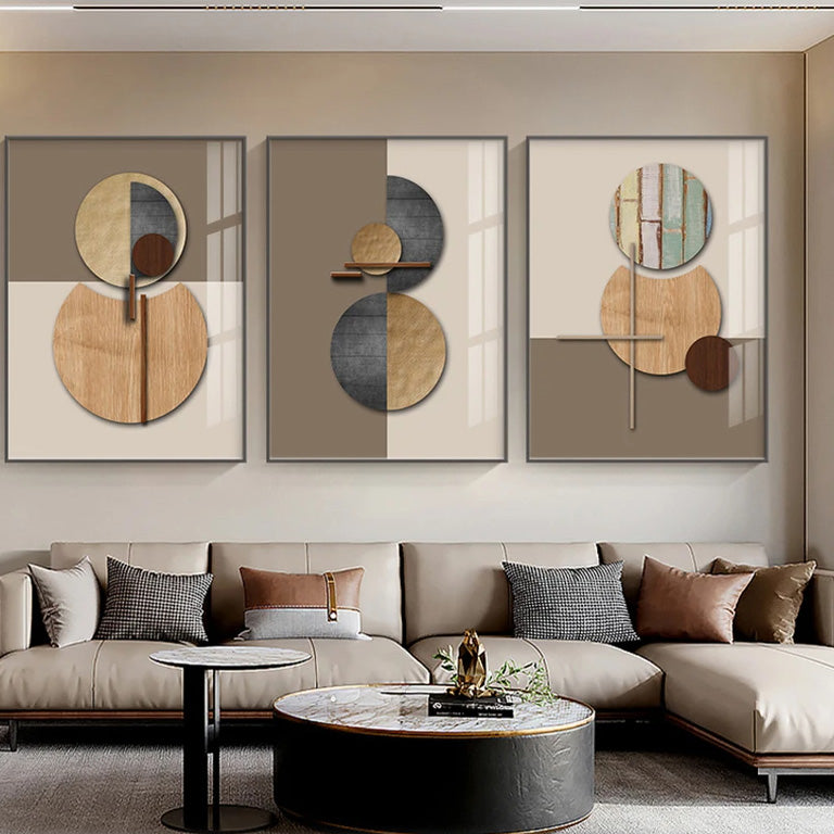 Nordic Abstract Spherical Geometric Wall Art Fine Art Canvas Prints Neutral Color Pictures For Luxury Living Room Bedroom Home Office Interior Decor | Skanto