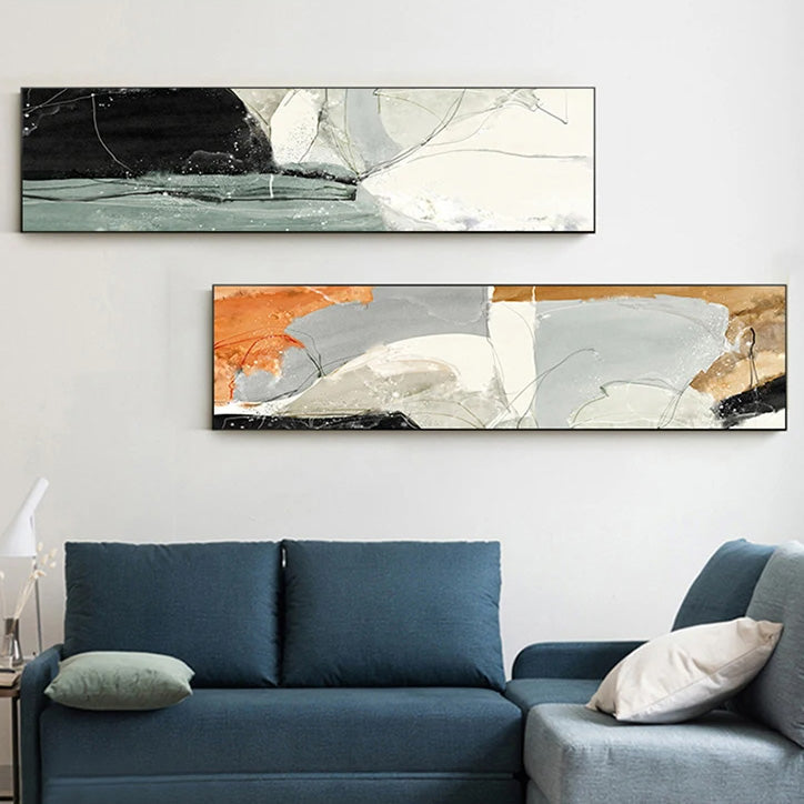 Nordic Geomorphe Abstrakt Breddeformat Vegkunst Fine Art Lerrettrykk Moderne Bilder For Over Sengen Moderne Stuekunst For Over Sofaen | Skanto