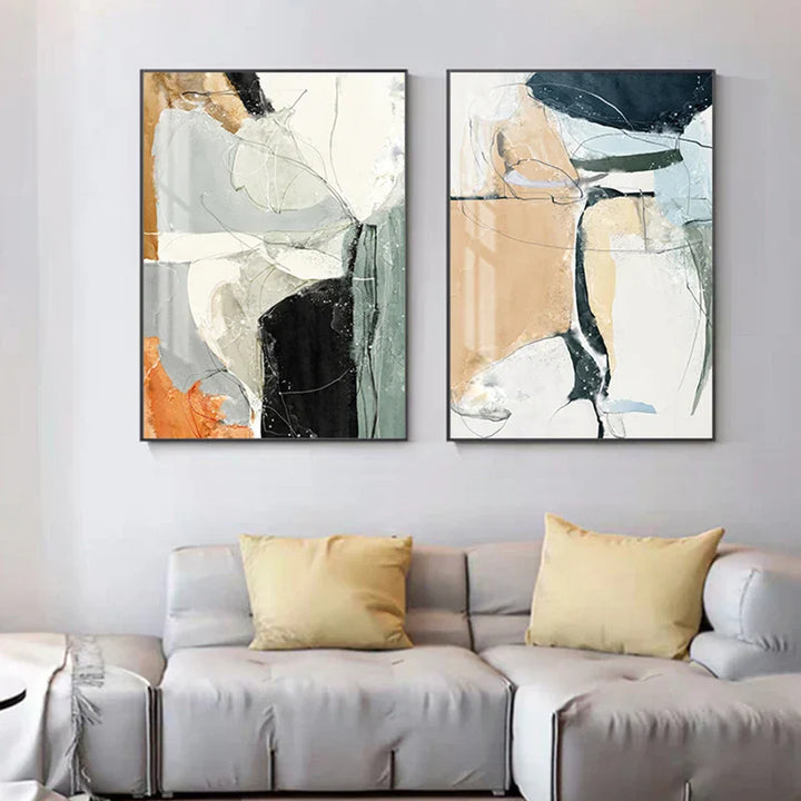 Nordisk Geomorfisk Fargekaos Abstrakt Veggkunst Fine Art Lerretsutskrifter Bilder for moderne Leilighet Stue samtidsmøblering | Skanto
