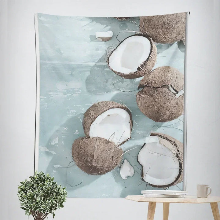 Nordic Hengende Veggteppe Dekorasjon 100% Polyester Trykte Havlandskap Sol Hav & Sandstrand Blå Himmel Veggtepper Bilder av Ro for stuen | Skanto