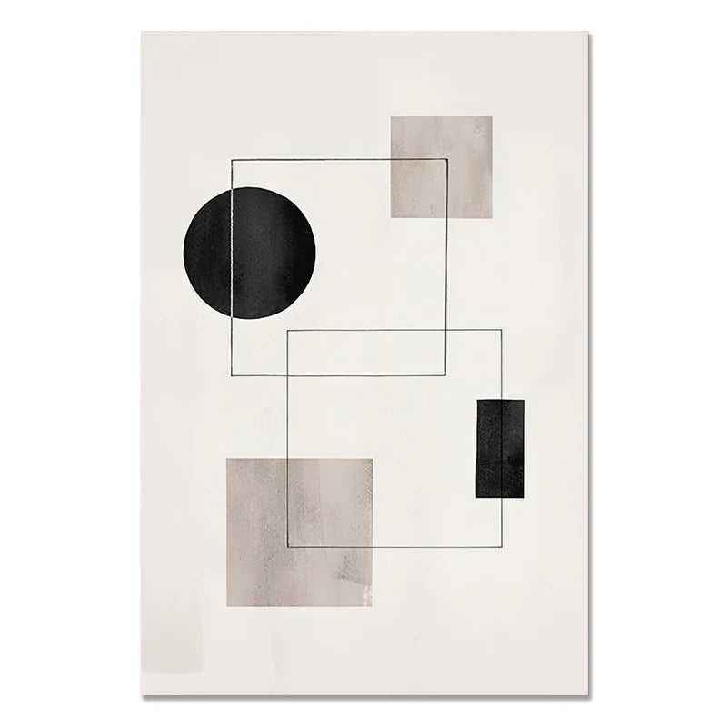 Nordic Minimalist Geometrisk Abstrakt Veggkunst Fin Kunst Lerretsutskrifter Beige Svart Abstrakte Bilder For Moderne Leilighet Dekor | Skanto