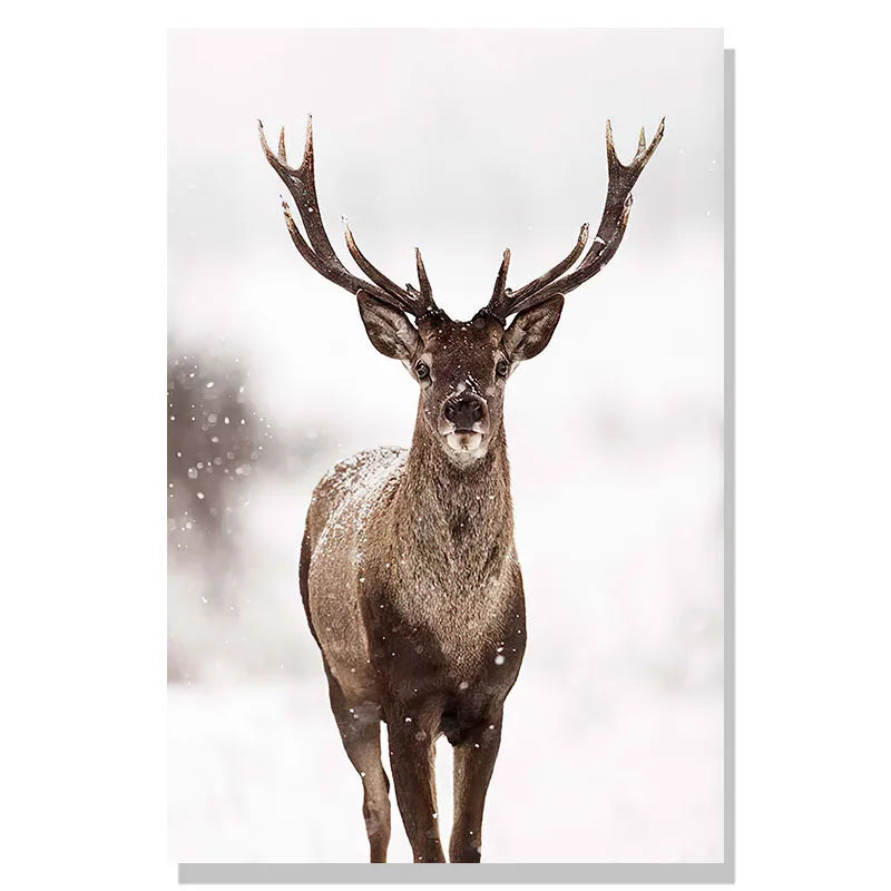 Nordic Winter Forest Deer Landscape Wall Art Fine Art Canvas Prints Gallery Wall Pictures for Living Room Dining Room Art for Scandinavian Home Decor | Skanto