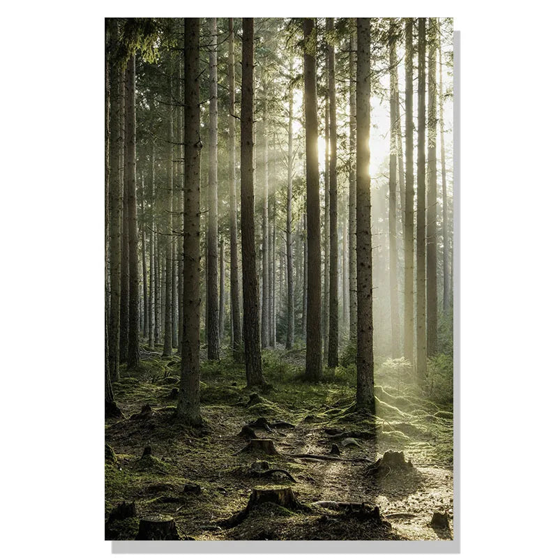 Nordic Winter Forest Deer Landscape Wall Art Fine Art Canvas Prints Gallery Wall Pictures for Living Room Dining Room Art for Scandinavian Home Decor | Skanto