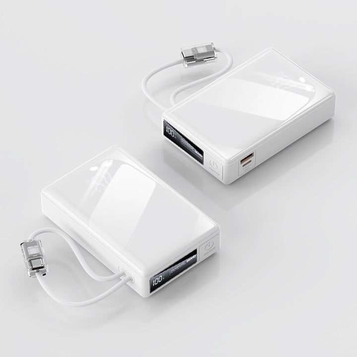 kompakt powerbank med integrert kabel og digital ladeindikator Skanto