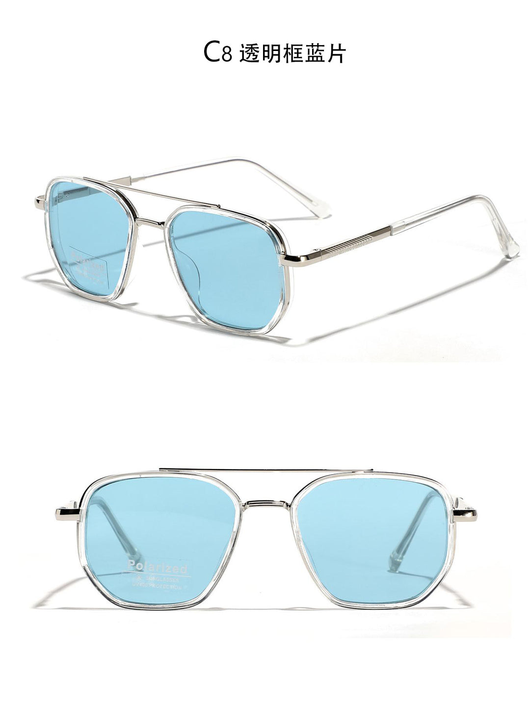 Dame kvadratisk solbrille med polarisert glass og elegant metallramme Skanto